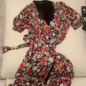 Floral wrap midi dress